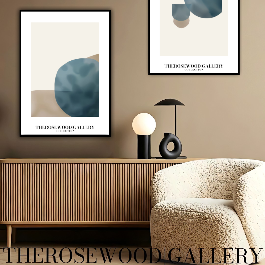 Modern Printable Art Poster | High Definition Print Ready | Soft  Sandstone & Blue Hues | Abstract Geometry | Elegant Art Piece