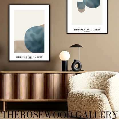 Modern Printable Art Poster | High Definition Print Ready | Soft  Sandstone & Blue Hues | Abstract Geometry | Elegant Art Piece