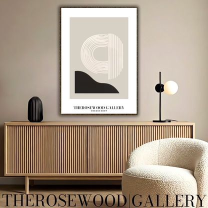 Sophisticated Printable Digital Artwork | Ultra High Definition | Gentle Gray-Sand & Black Tones | Contemporary Abstract Motifs