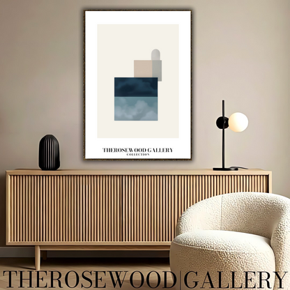 Printable Digital Canvas | High Definition Quality | Muted Blue Gray & Cream Shades | Square Forms