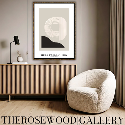 Sophisticated Printable Digital Artwork | Ultra High Definition | Gentle Gray-Sand & Black Tones | Contemporary Abstract Motifs