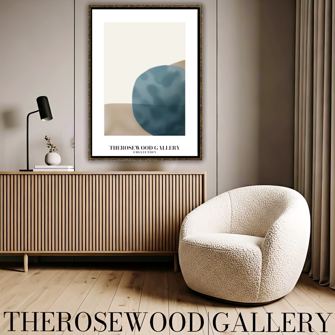 Modern Printable Art Poster | High Definition Print Ready | Soft  Sandstone & Blue Hues | Abstract Geometry | Elegant Art Piece