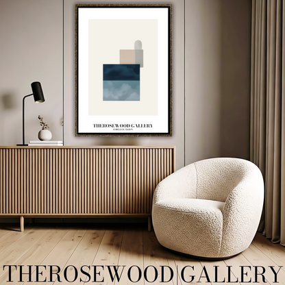 Printable Digital Canvas | High Definition Quality | Muted Blue Gray & Cream Shades | Square Forms