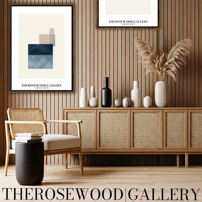 Printable Digital Canvas | High Definition Quality | Muted Blue Gray & Cream Shades | Square Forms