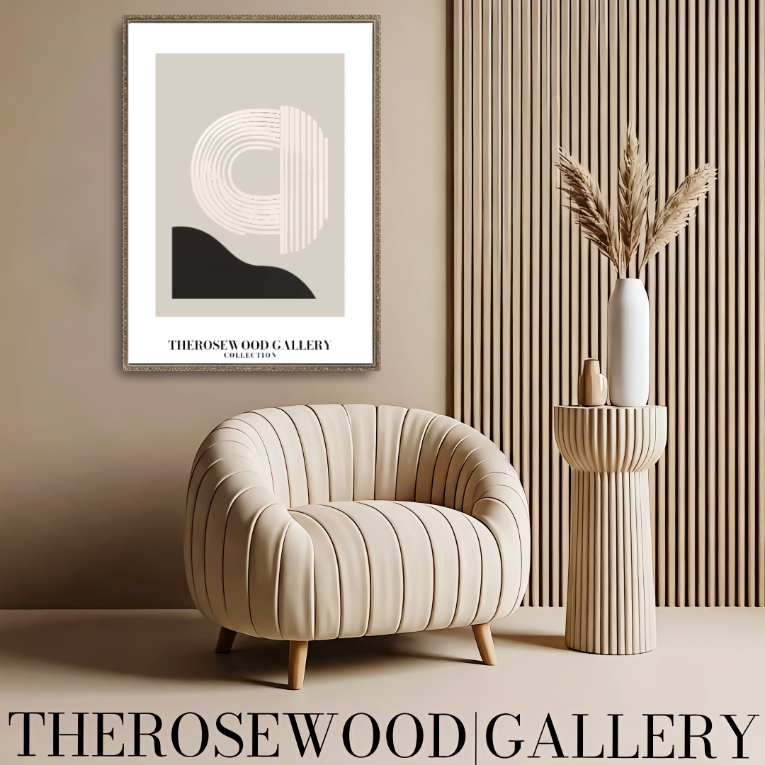 Sophisticated Printable Digital Artwork | Ultra High Definition | Gentle Gray-Sand & Black Tones | Contemporary Abstract Motifs