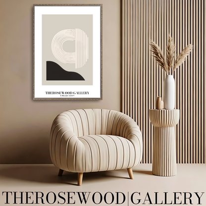 Sophisticated Printable Digital Artwork | Ultra High Definition | Gentle Gray-Sand & Black Tones | Contemporary Abstract Motifs