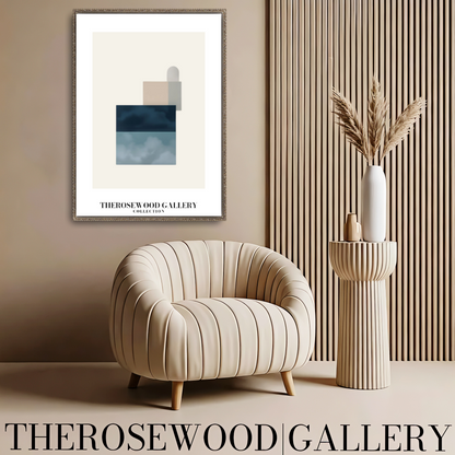 Printable Digital Canvas | High Definition Quality | Muted Blue Gray & Cream Shades | Square Forms