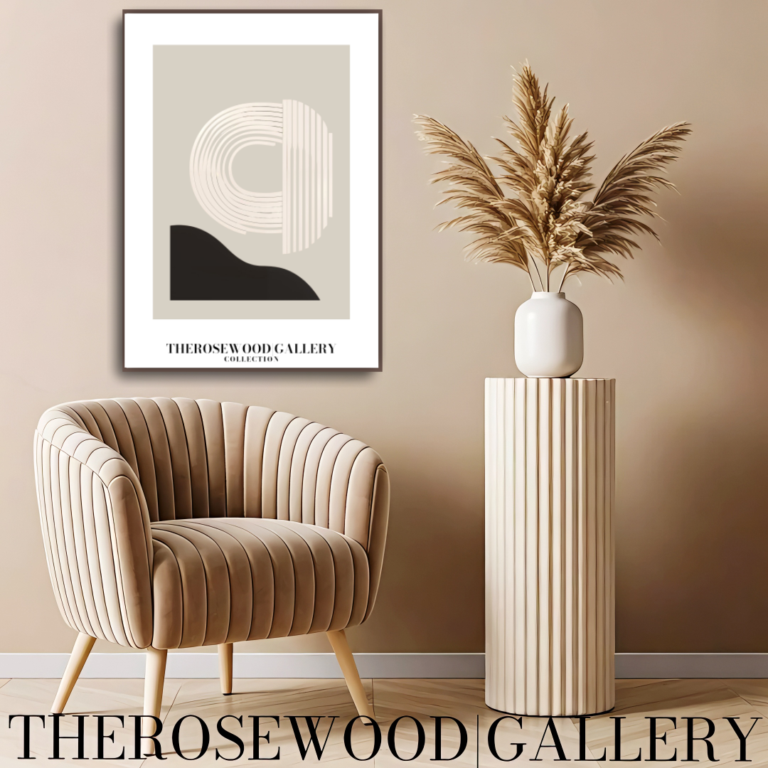 Sophisticated Printable Digital Artwork | Ultra High Definition | Gentle Gray-Sand & Black Tones | Contemporary Abstract Motifs