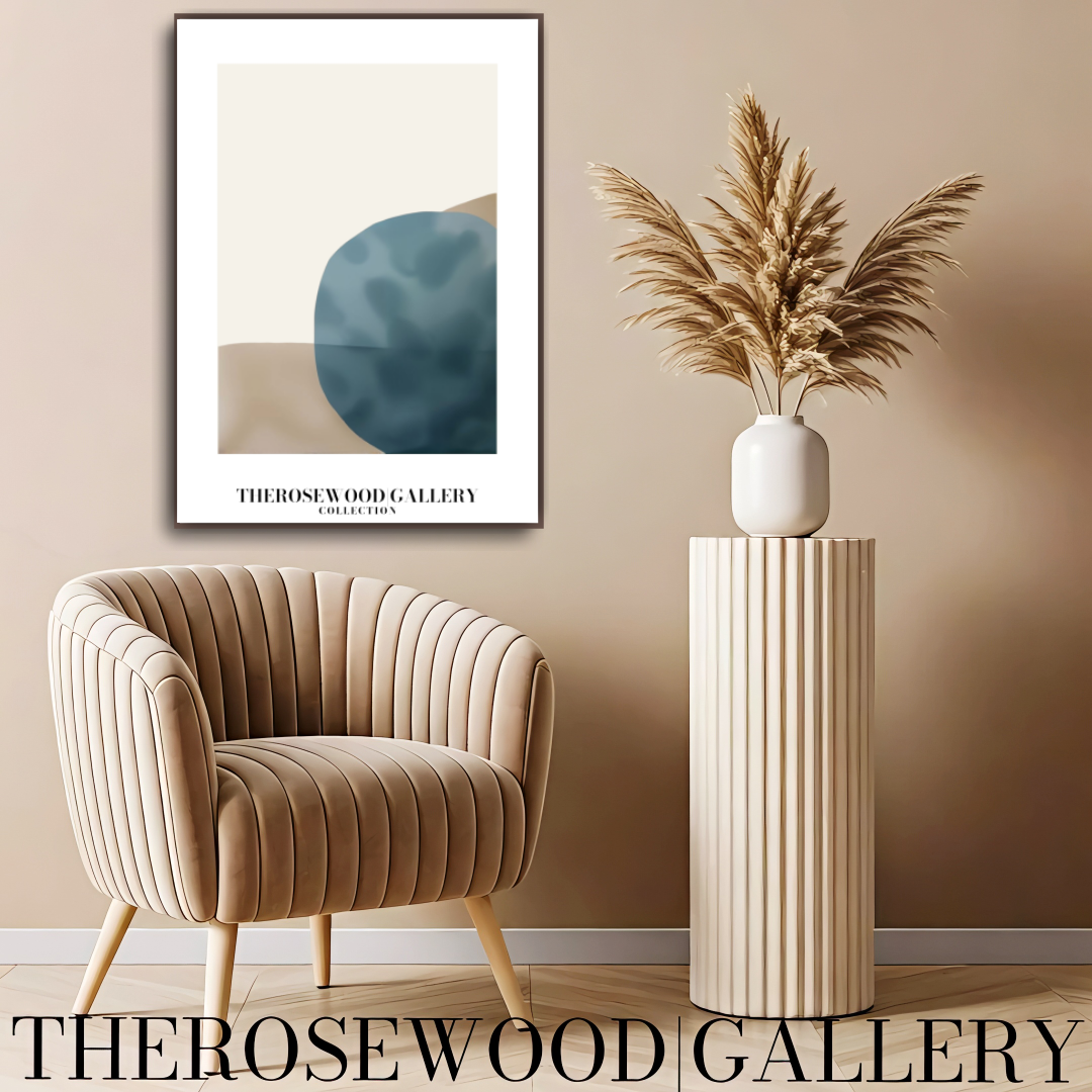 Modern Printable Art Poster | High Definition Print Ready | Soft  Sandstone & Blue Hues | Abstract Geometry | Elegant Art Piece