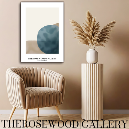 Modern Printable Art Poster | High Definition Print Ready | Soft  Sandstone & Blue Hues | Abstract Geometry | Elegant Art Piece