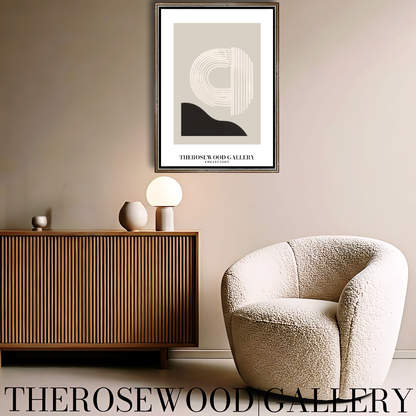 Sophisticated Printable Digital Artwork | Ultra High Definition | Gentle Gray-Sand & Black Tones | Contemporary Abstract Motifs