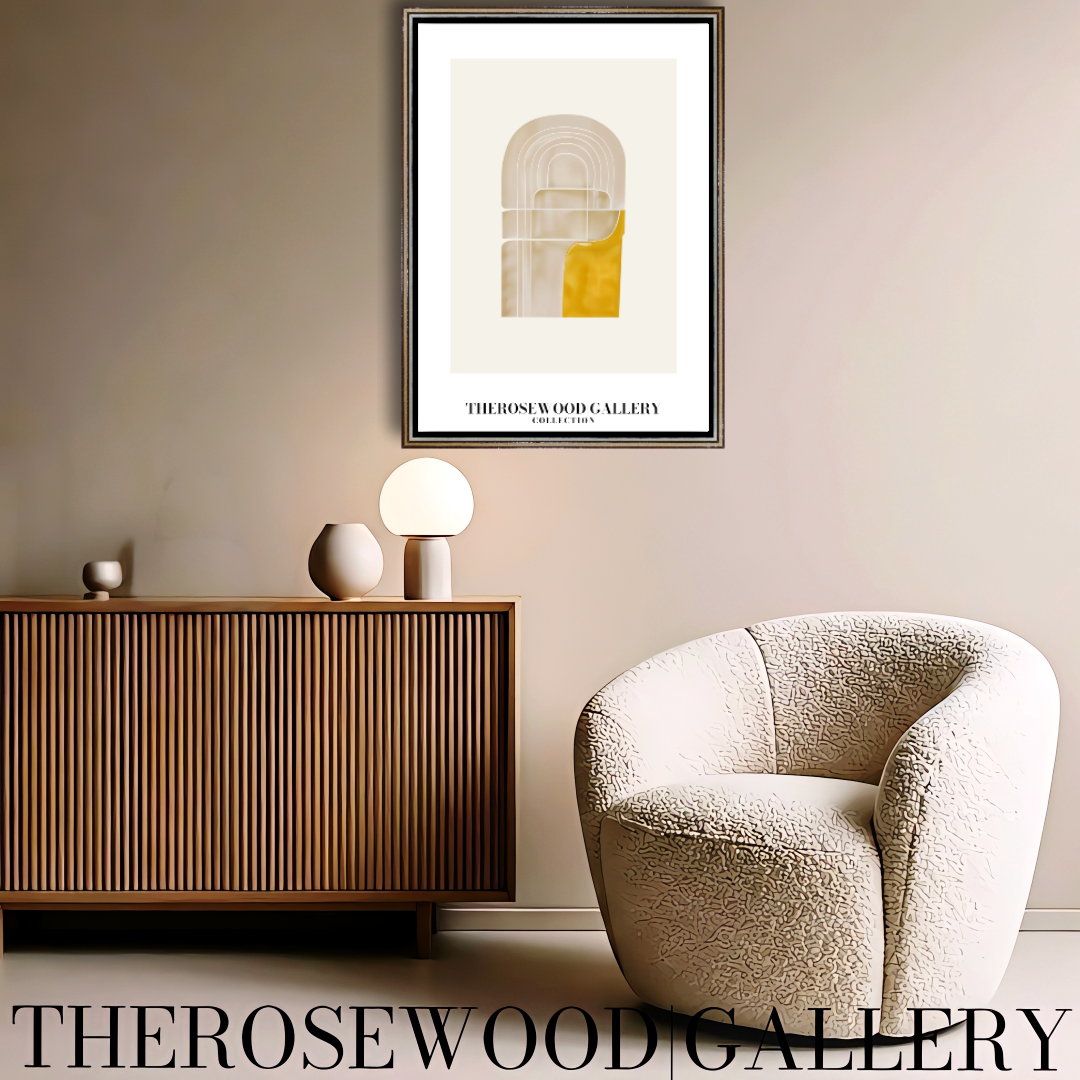 Druckbare hohe Auflösung | Gelb- und Mandeltöne | Moderne abstrakte Formen | Minimalistische Wandkunst