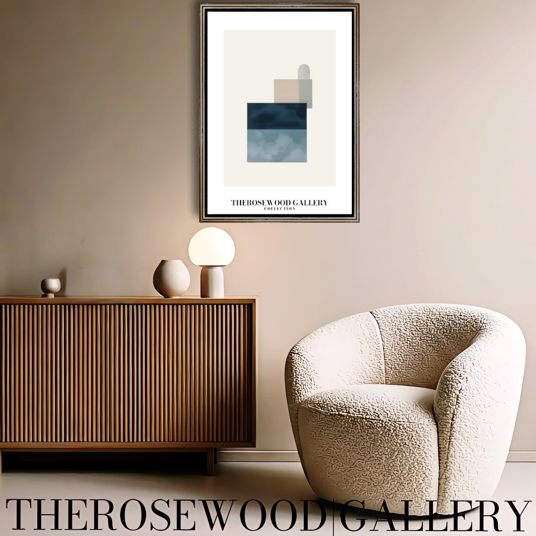 Printable Digital Canvas | High Definition Quality | Muted Blue Gray & Cream Shades | Square Forms
