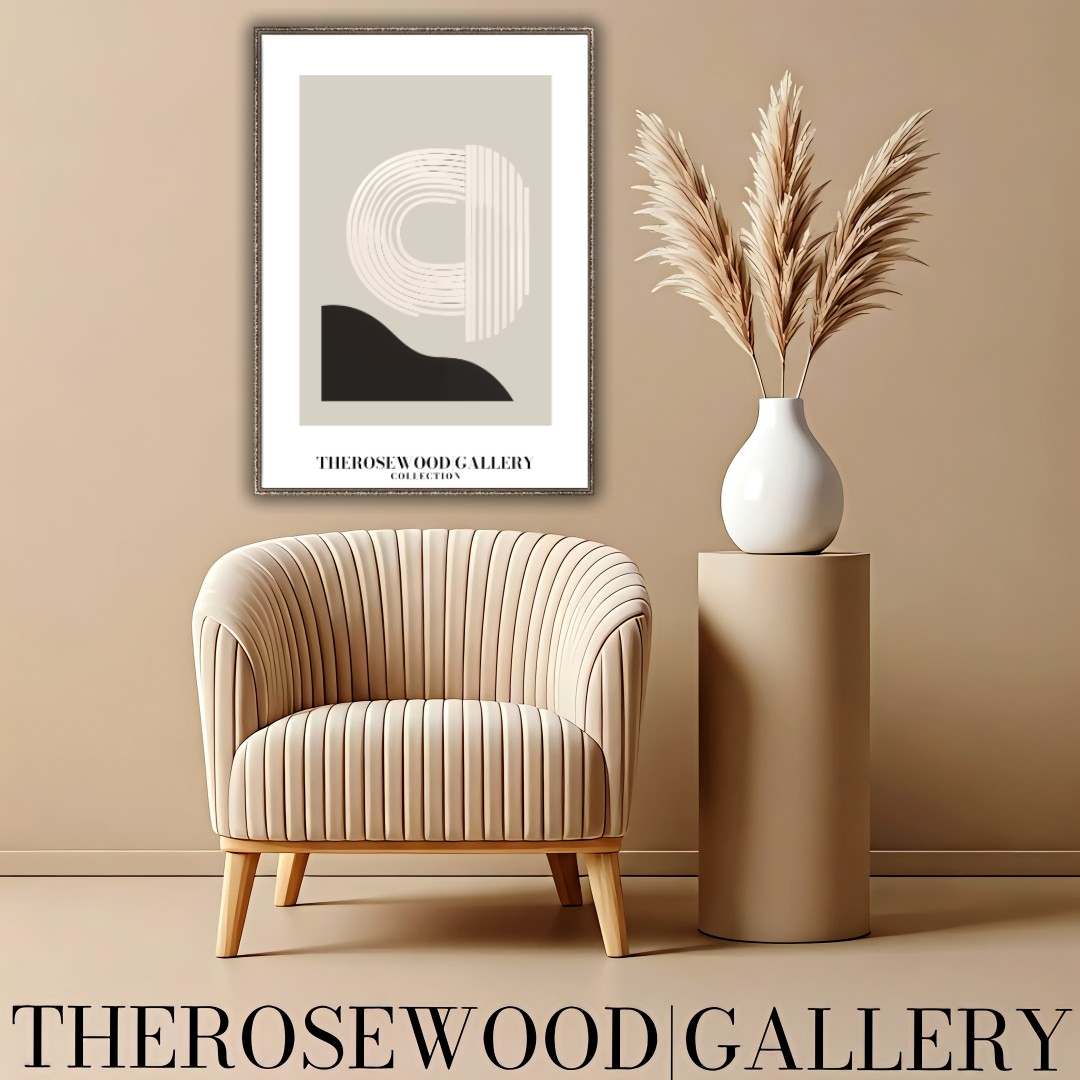 Sophisticated Printable Digital Artwork | Ultra High Definition | Gentle Gray-Sand & Black Tones | Contemporary Abstract Motifs