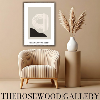 Sophisticated Printable Digital Artwork | Ultra High Definition | Gentle Gray-Sand & Black Tones | Contemporary Abstract Motifs