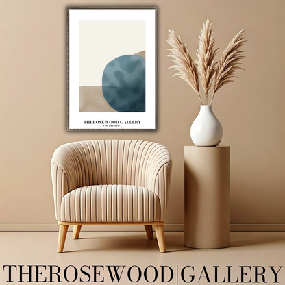 Modern Printable Art Poster | High Definition Print Ready | Soft  Sandstone & Blue Hues | Abstract Geometry | Elegant Art Piece