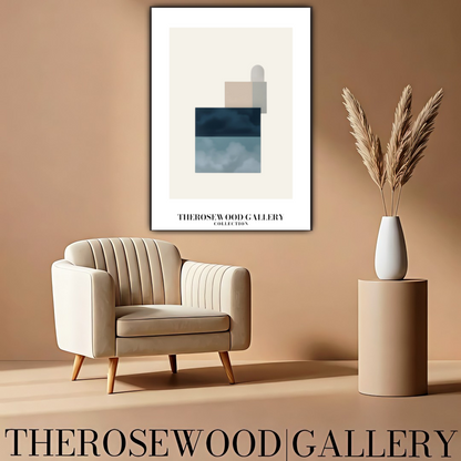 Printable Digital Canvas | High Definition Quality | Muted Blue Gray & Cream Shades | Square Forms