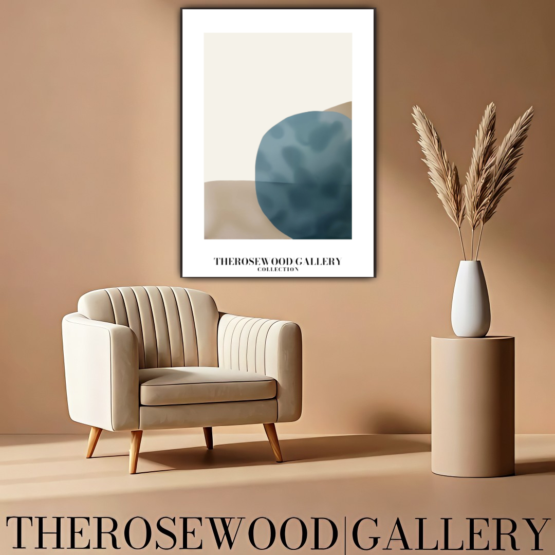 Modern Printable Art Poster | High Definition Print Ready | Soft  Sandstone & Blue Hues | Abstract Geometry | Elegant Art Piece