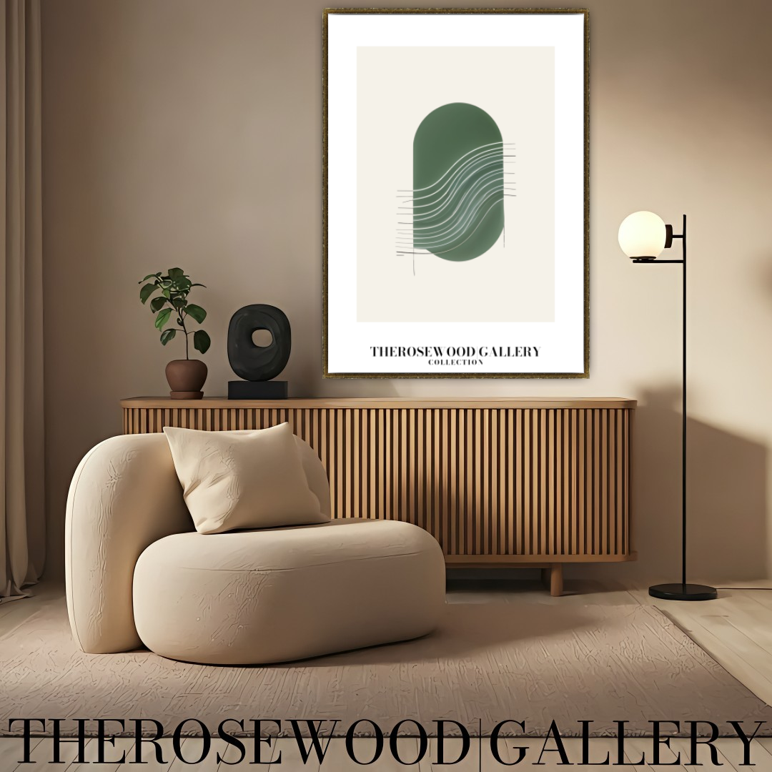 Art mural abstrait minimaliste | Téléchargement numérique instantané | Vert neutre | Lignes géométriques | Décoration d'intérieur moderne et élégante.