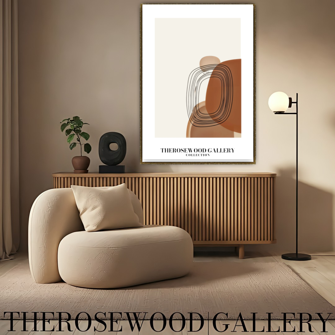 Elegant Printable Poster | High Resolution | Terracotta Cream & Rosewood Palette | Geometric Cercle | Refined Home Decor