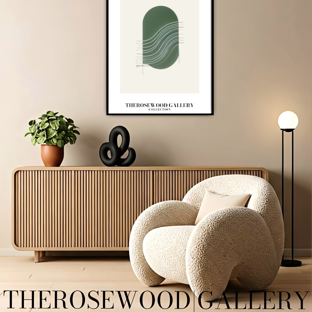 Art mural abstrait minimaliste | Téléchargement numérique instantané | Vert neutre | Lignes géométriques | Décoration d'intérieur moderne et élégante.