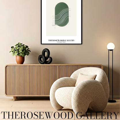 Art mural abstrait minimaliste | Téléchargement numérique instantané | Vert neutre | Lignes géométriques | Décoration d'intérieur moderne et élégante.