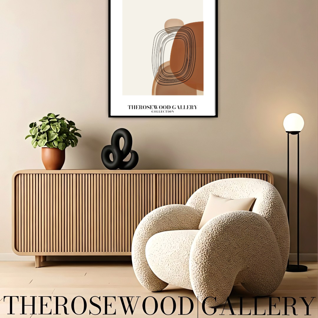 Elegant Printable Poster | High Resolution | Terracotta Cream & Rosewood Palette | Geometric Cercle | Refined Home Decor