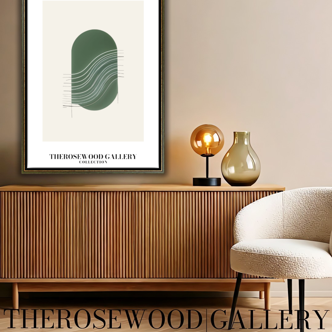 Art mural abstrait minimaliste | Téléchargement numérique instantané | Vert neutre | Lignes géométriques | Décoration d'intérieur moderne et élégante.