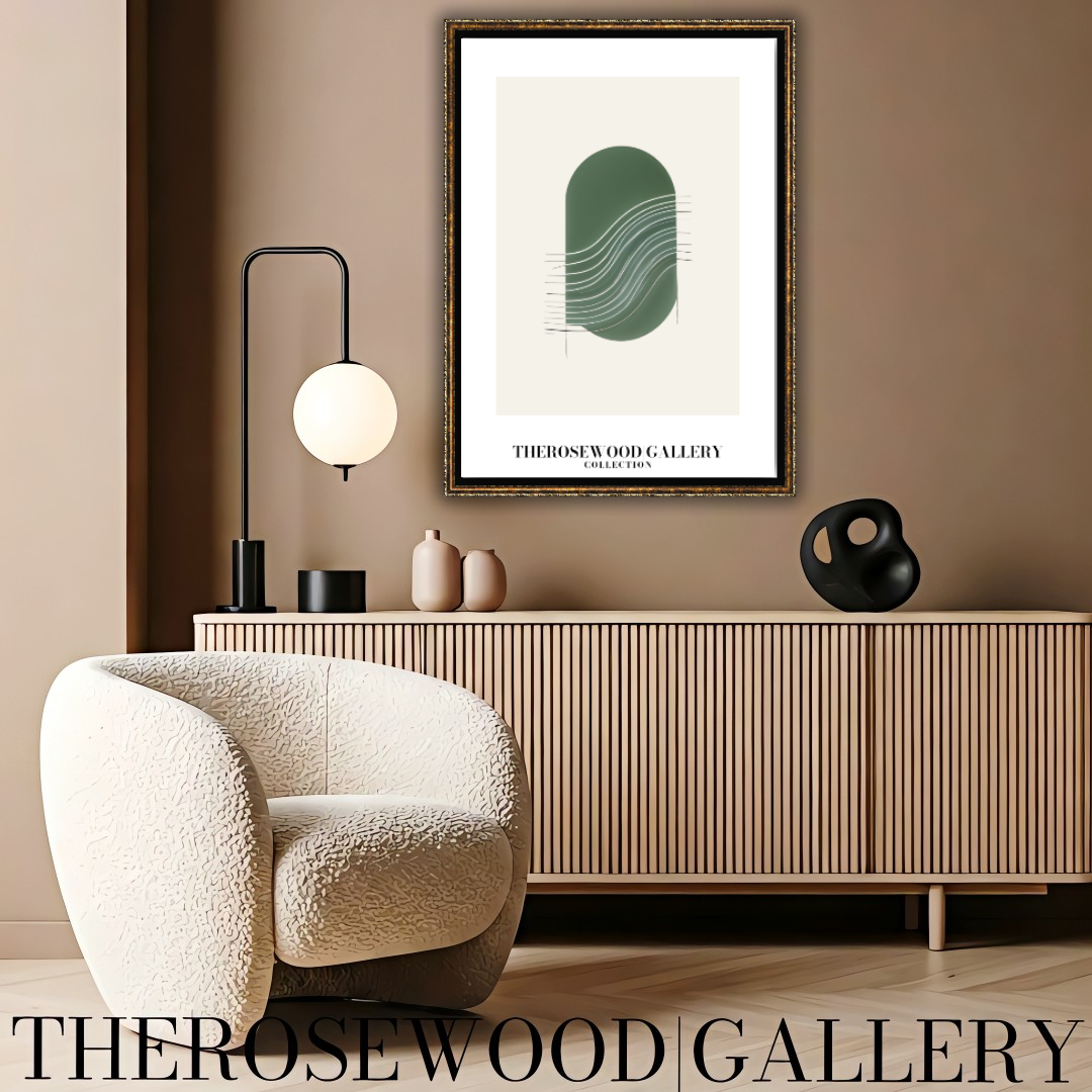Art mural abstrait minimaliste | Téléchargement numérique instantané | Vert neutre | Lignes géométriques | Décoration d'intérieur moderne et élégante.