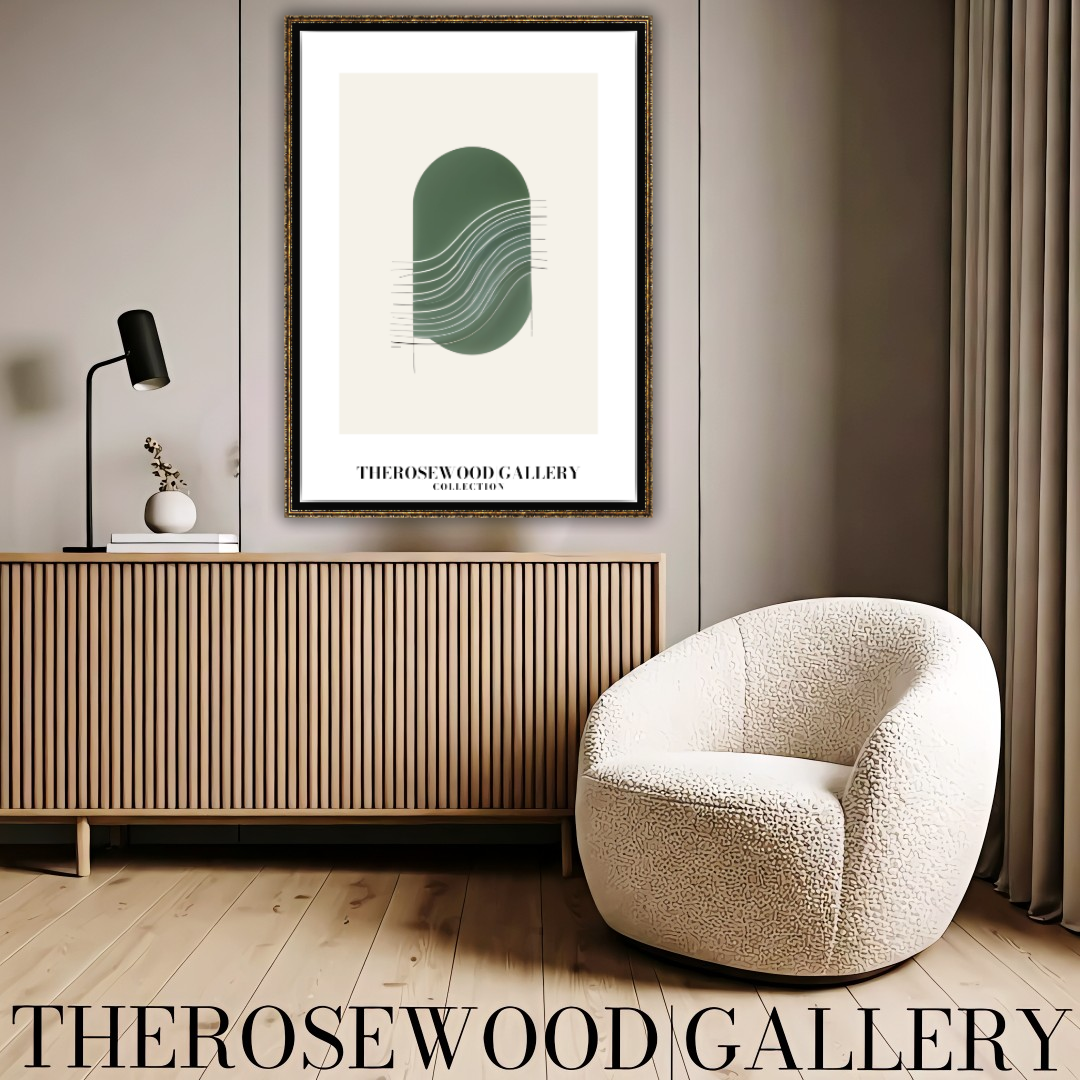 Art mural abstrait minimaliste | Téléchargement numérique instantané | Vert neutre | Lignes géométriques | Décoration d'intérieur moderne et élégante.