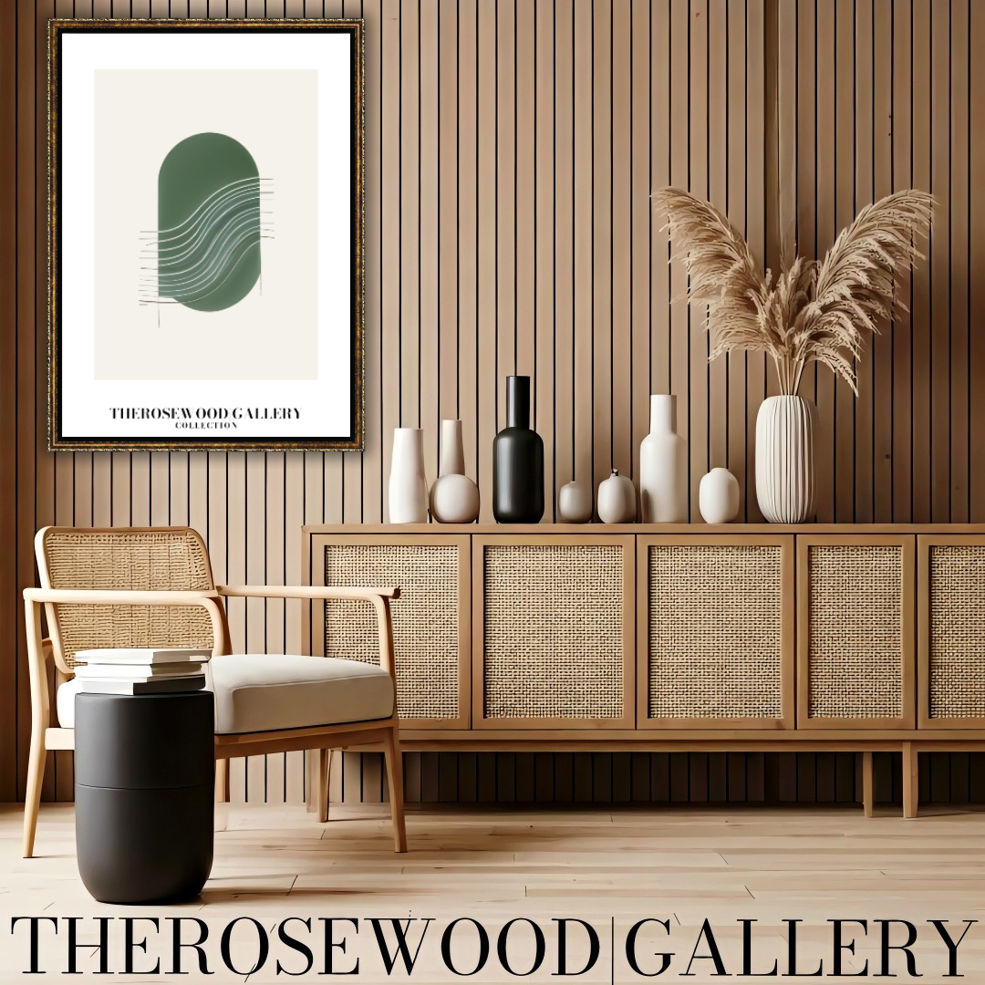 Art mural abstrait minimaliste | Téléchargement numérique instantané | Vert neutre | Lignes géométriques | Décoration d'intérieur moderne et élégante.
