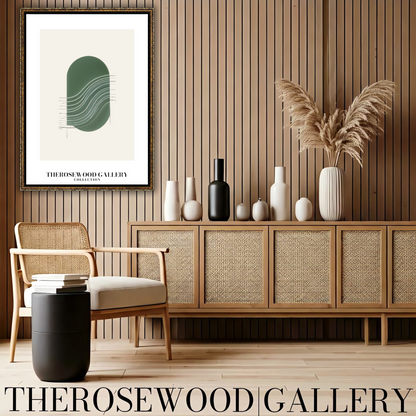 Art mural abstrait minimaliste | Téléchargement numérique instantané | Vert neutre | Lignes géométriques | Décoration d'intérieur moderne et élégante.