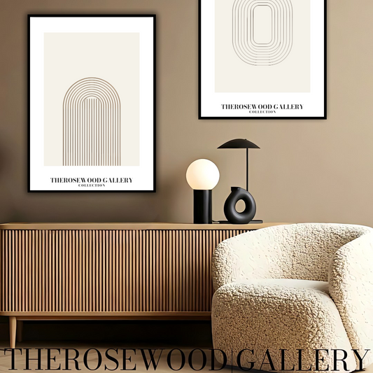Minimalist Printable Poster | High-Resolution Download | Gold Tones | Linear Arc Pattern