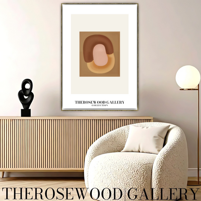 Geometric Minimalist Print | Digital File | Brown Warm Shades |  Abstract Square Art | Home Decor