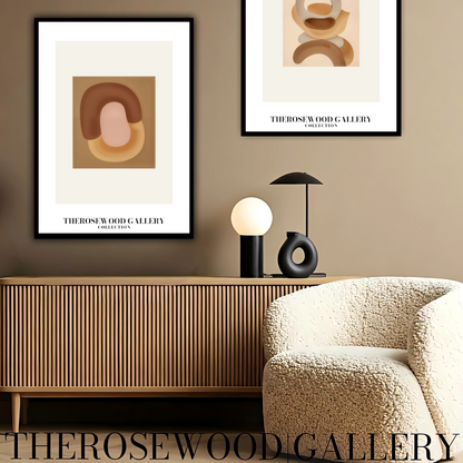 Geometric Minimalist Print | Digital File | Brown Warm Shades |  Abstract Square Art | Home Decor