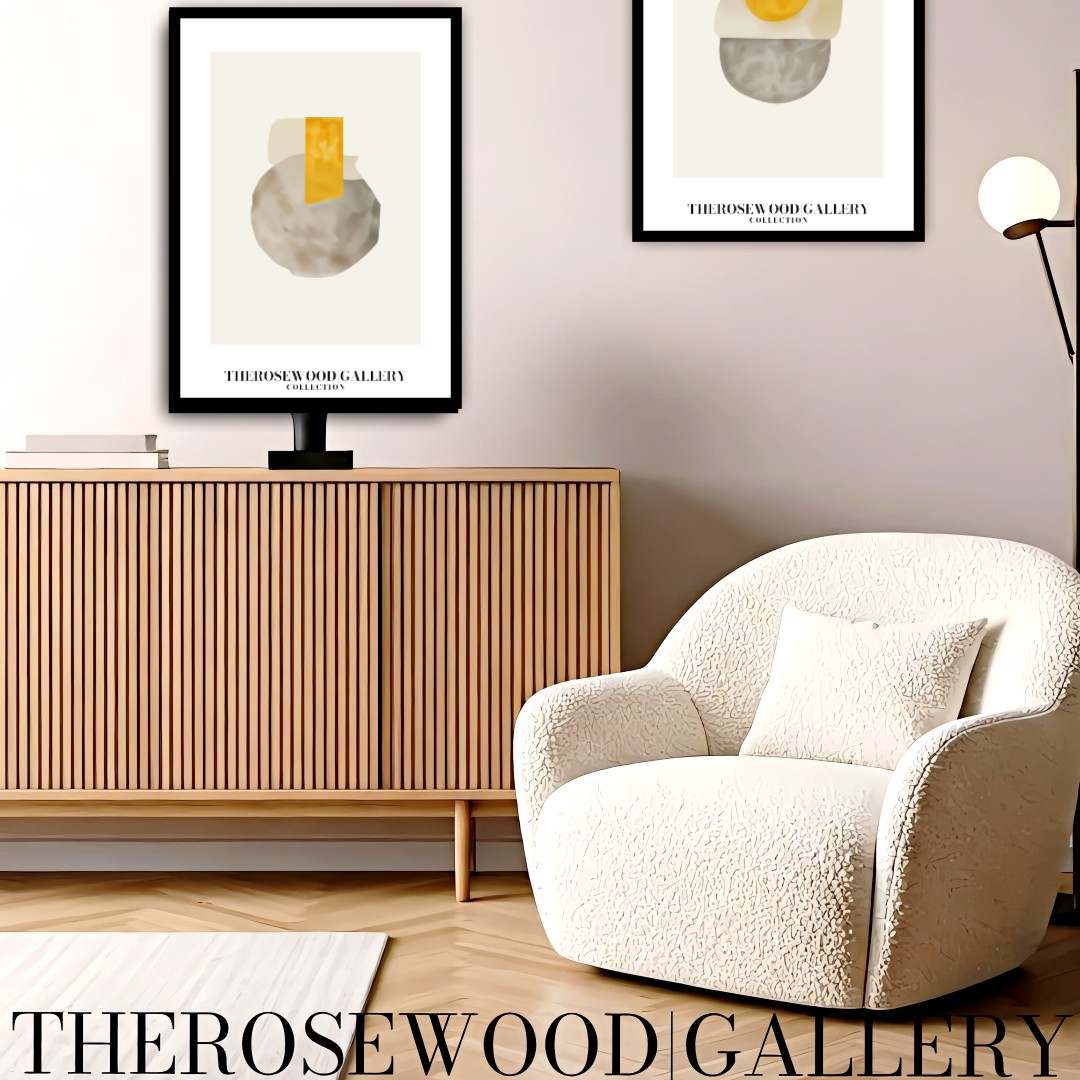Minimalist Wall Art | Ultra HD Download | Gray Yellow Colors | Abstract Geometry | Cozy Interiors