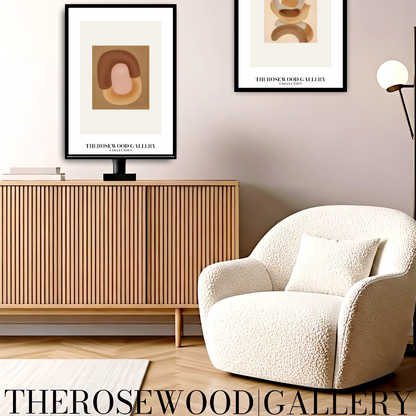 Geometric Minimalist Print | Digital File | Brown Warm Shades |  Abstract Square Art | Home Decor