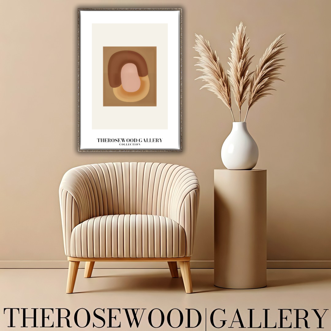 Geometric Minimalist Print | Digital File | Brown Warm Shades |  Abstract Square Art | Home Decor