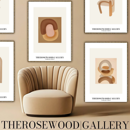 Geometric Minimalist Print | Digital File | Brown Warm Shades |  Abstract Square Art | Home Decor