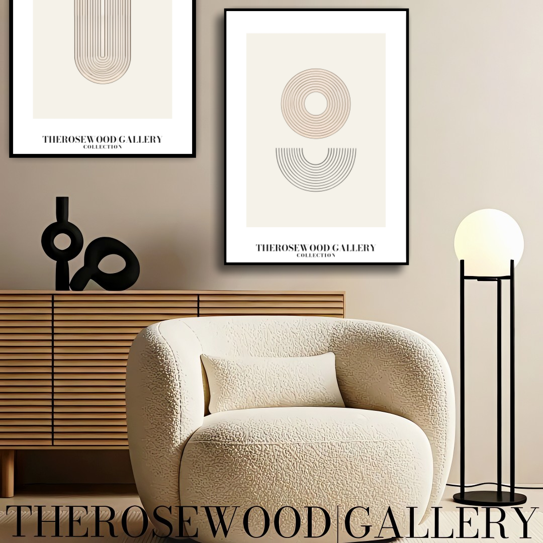 Digital Minimalist Wall Art | High-Resolution Download | Neutral | Fine Black Lines & Geometric Shapes | Contemporary Art