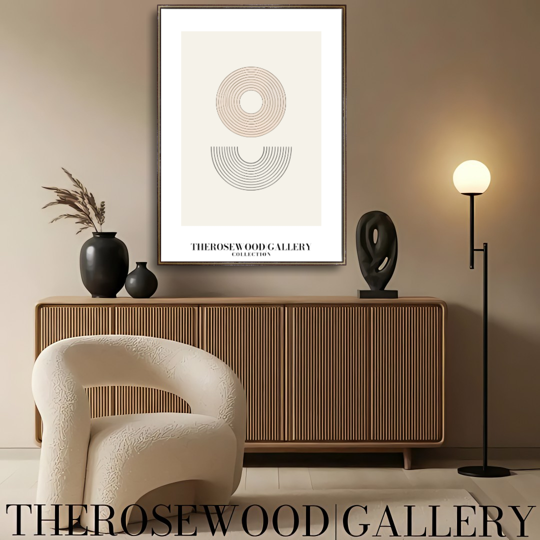 Digital Minimalist Wall Art | High-Resolution Download | Neutral | Fine Black Lines & Geometric Shapes | Contemporary Art