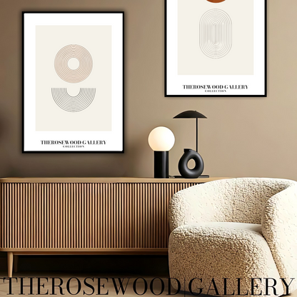Digital Minimalist Wall Art | High-Resolution Download | Neutral | Fine Black Lines & Geometric Shapes | Contemporary Art