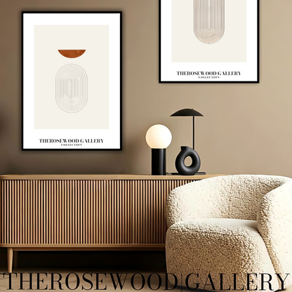 Minimalist Digital Print | Premium Quality Download | Red-Orange | Fine Lines  | Contemporary Geometric Art