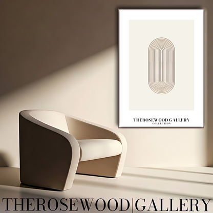 Modern Wall Art | High-Definition Digital File | Beige Colors | Fine Orange Lines | Oval Design |  Interior Art