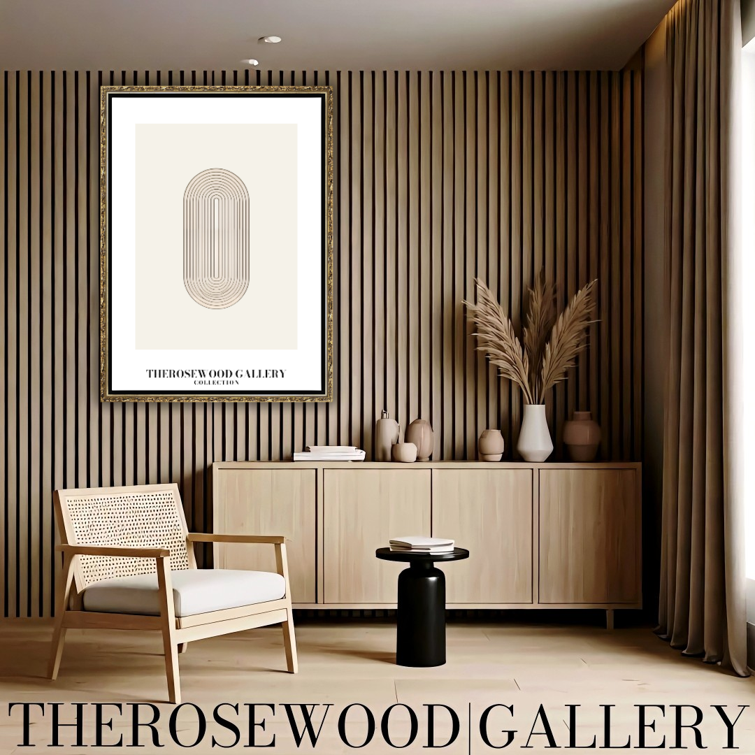 Modern Wall Art | High-Definition Digital File | Beige Colors | Fine Orange Lines | Oval Design |  Interior Art