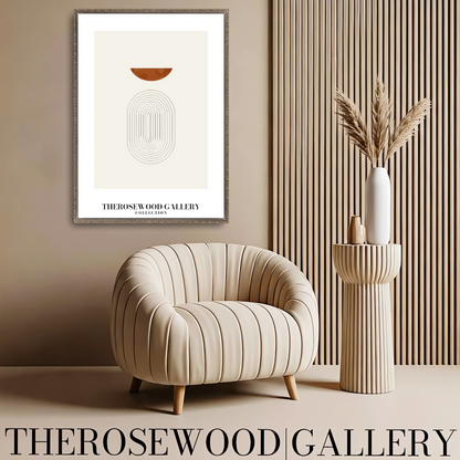 Minimalist Digital Print | Premium Quality Download | Red-Orange | Fine Lines  | Contemporary Geometric Art