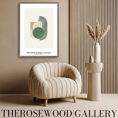 Printable Modern Abstract Art | High-Resolution Download | Soft Beige-Green Shades | Geometric Lines | Home Decor