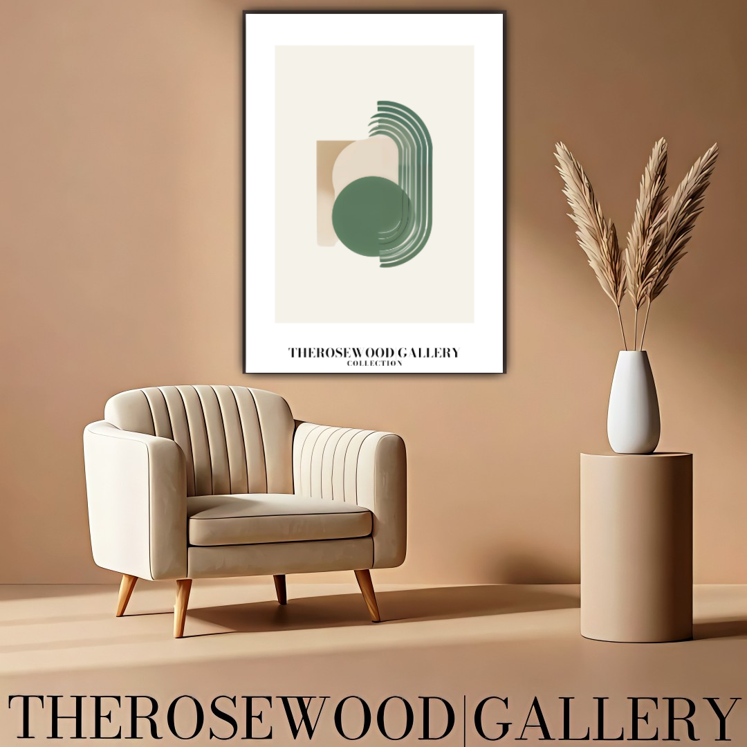 Printable Modern Abstract Art | High-Resolution Download | Soft Beige-Green Shades | Geometric Lines | Home Decor